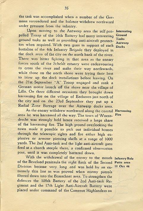 Regimental History, pg 35