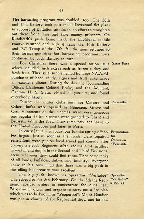 Regimental History, pg 43