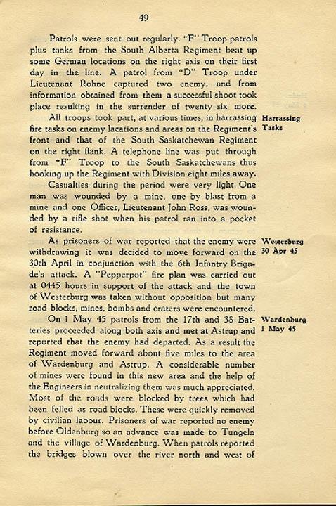 Regimental History, pg 49