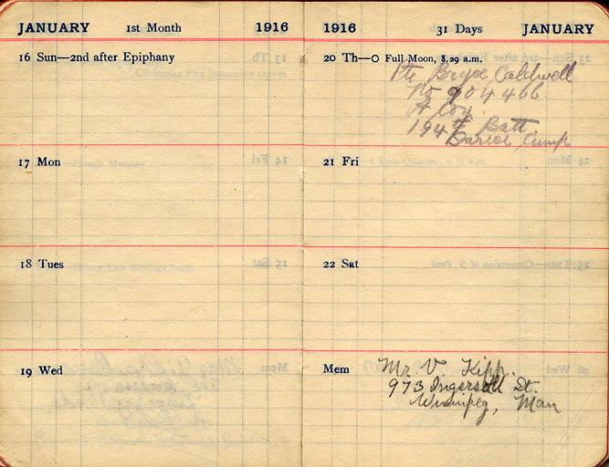 January 1916 Wilson diary, page 74/75.