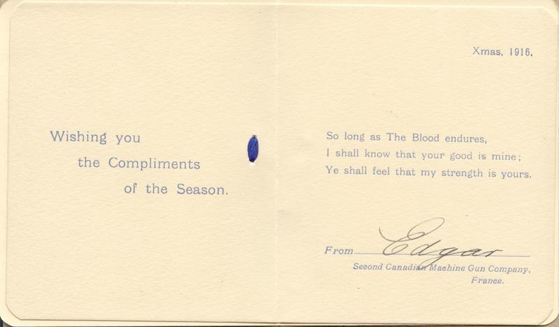 1916 Christmas card, inside