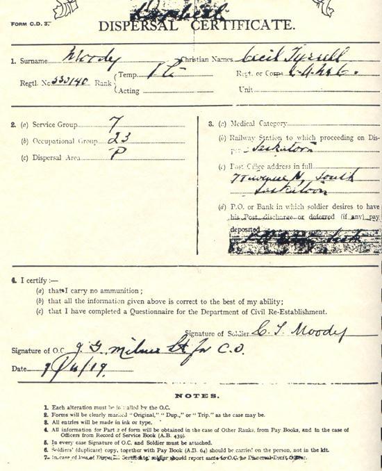 Dispersal Certificate