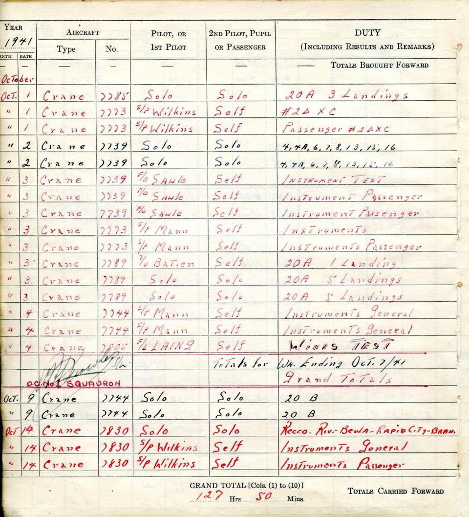 Francis Scandiffio, Pilot Logbook, p.18