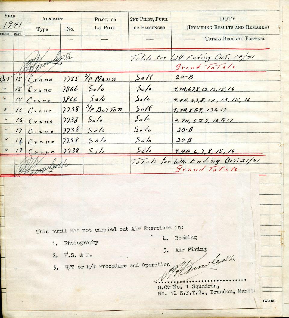 Francis Scandiffio, Pilot Logbook, p.20