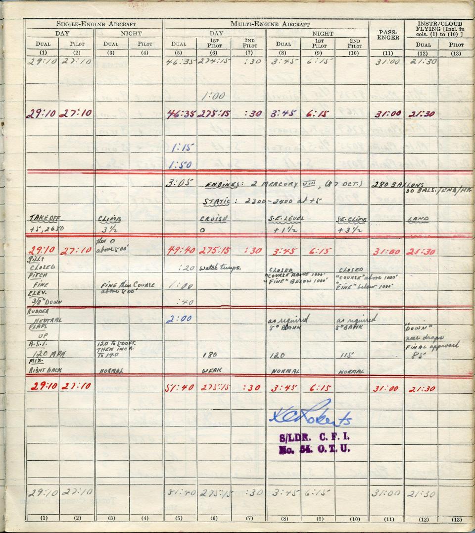 Francis Scandiffio, Pilot Logbook, p.37