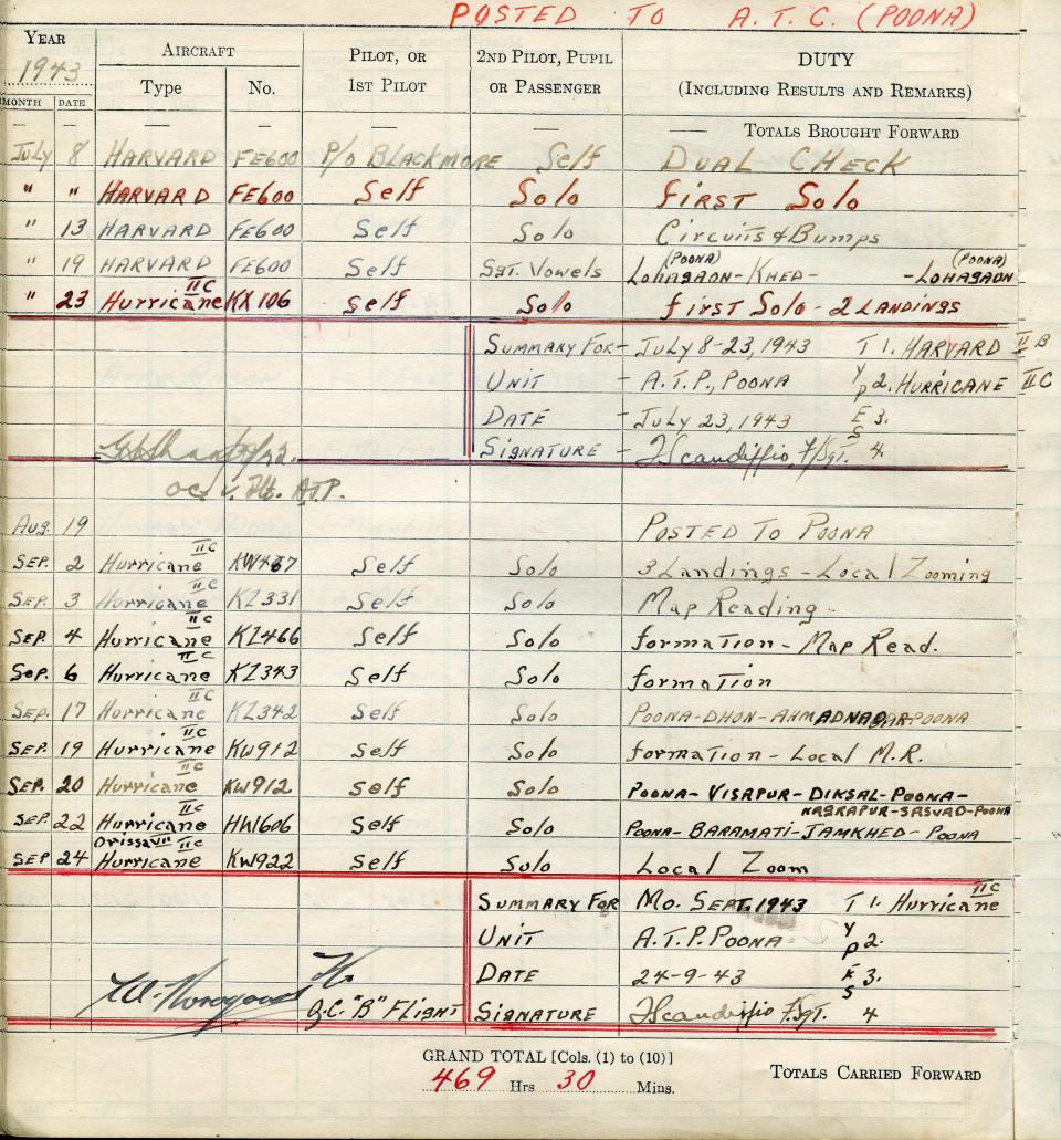 Francis Scandiffio, Pilot Logbook, p.49