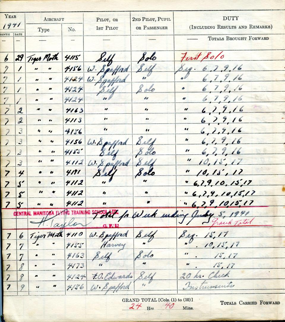 Francis Scandiffio, Pilot Logbook, p.5