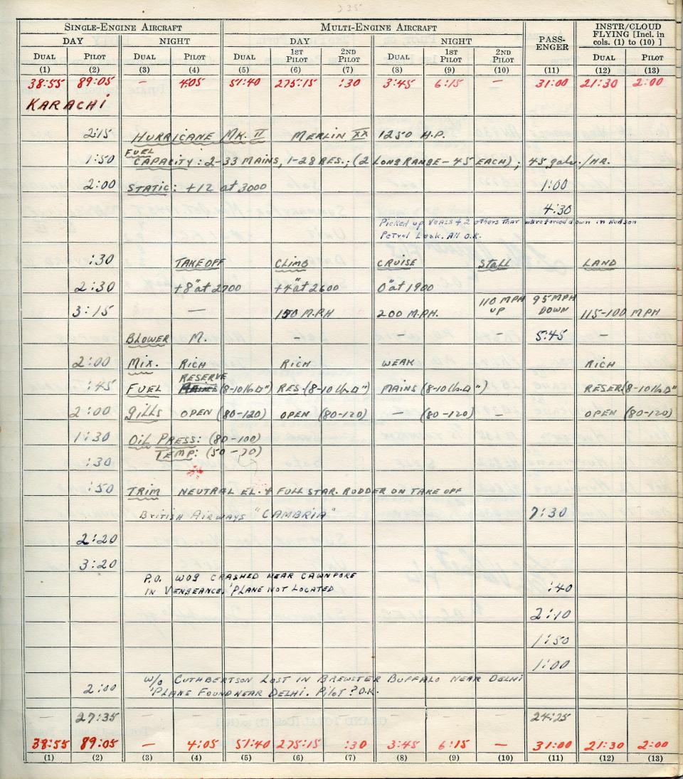 Francis Scandiffio, Pilot Logbook, p.52