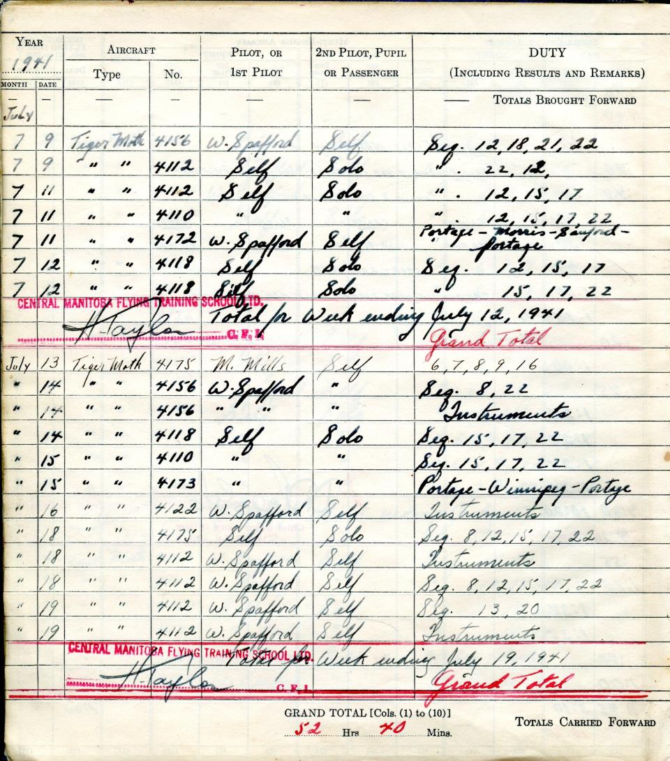 Francis Scandiffio, Pilot Logbook, p.7