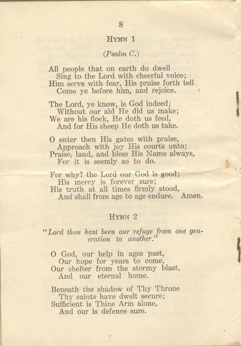 Militia &amp; Defence
Order of Divine Service
At Camps Instructions
1916
Page 8