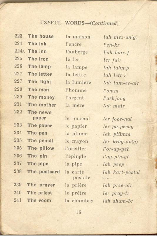 An English-French Booklet
for the British Expeditionary Forces
Page 16