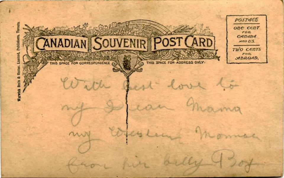 Souvenir postcard, back