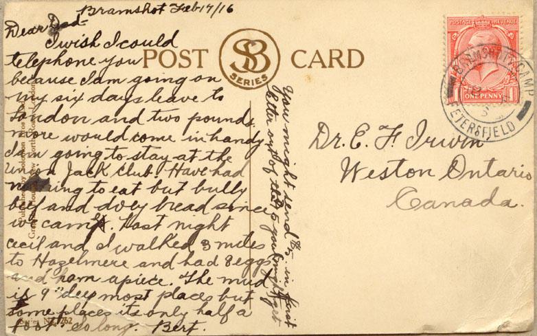 Postcard 3: February 17, 1916 (Back)