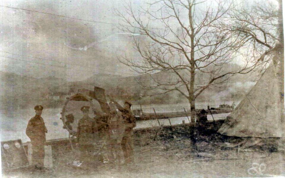 British searchlights on the Rhine.