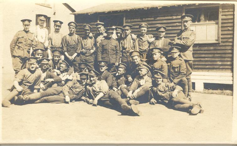 Group Photo day before
they leave for France
Calder is found front
row, far right - prone
Front