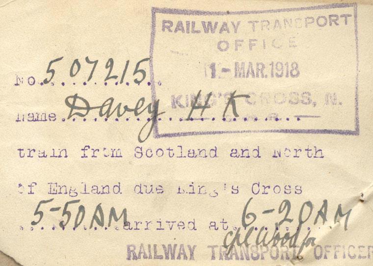 March 1918, Railway Pass, front